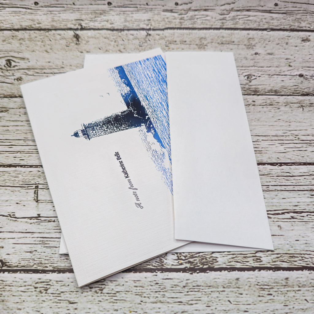 Personalized Set of  Notecards with Envelopes Featuring A Lightouse image 4