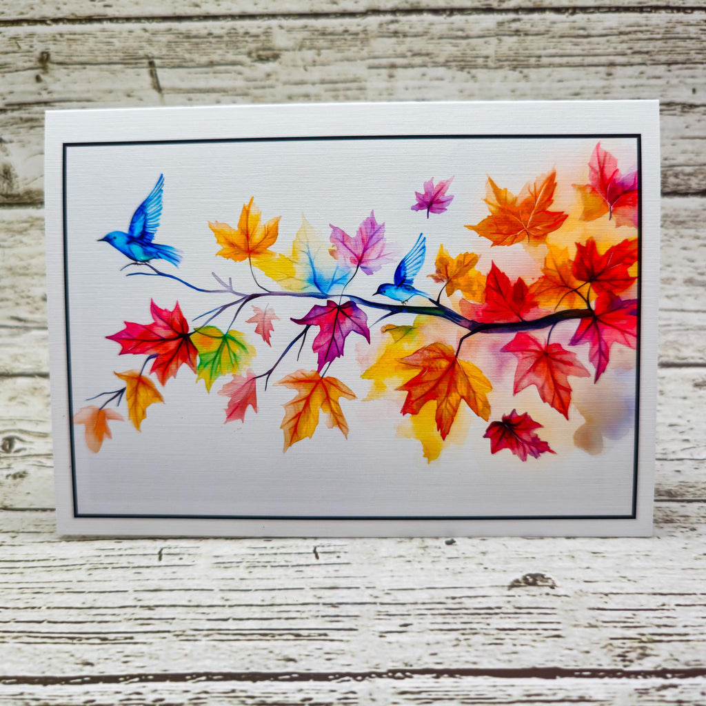 Watercolor Autumn Leaves Set of Notecards with Envelopes image 1